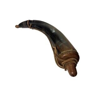 Gun Powder Horn Muzzleloader Reenactment Mountain Man Black Powder 14 inches